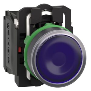 XB5AW36B5 Schneider - Harmony XB5 - bouton poussoir lumineux bleu Ø22 - impulsion - 24V - 1NO+1NF