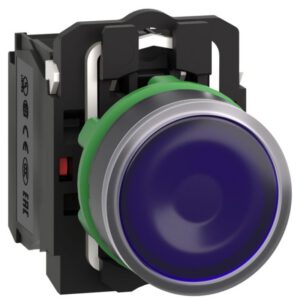 XB5AW36M5 Schneider - Harmony XB5 - bouton poussoir lumineux bleu Ø22 - impulsion - 230V - 1NO+1NF