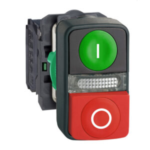 XB4BW73731M5 Schneider - Bouton marche arrêt COMPLET + LED 220V - 1NO+1NF - Harmony XB4