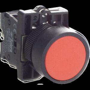 Bouton poussoir monostable rouge avec bloc de contact 1NF - étanche IP65